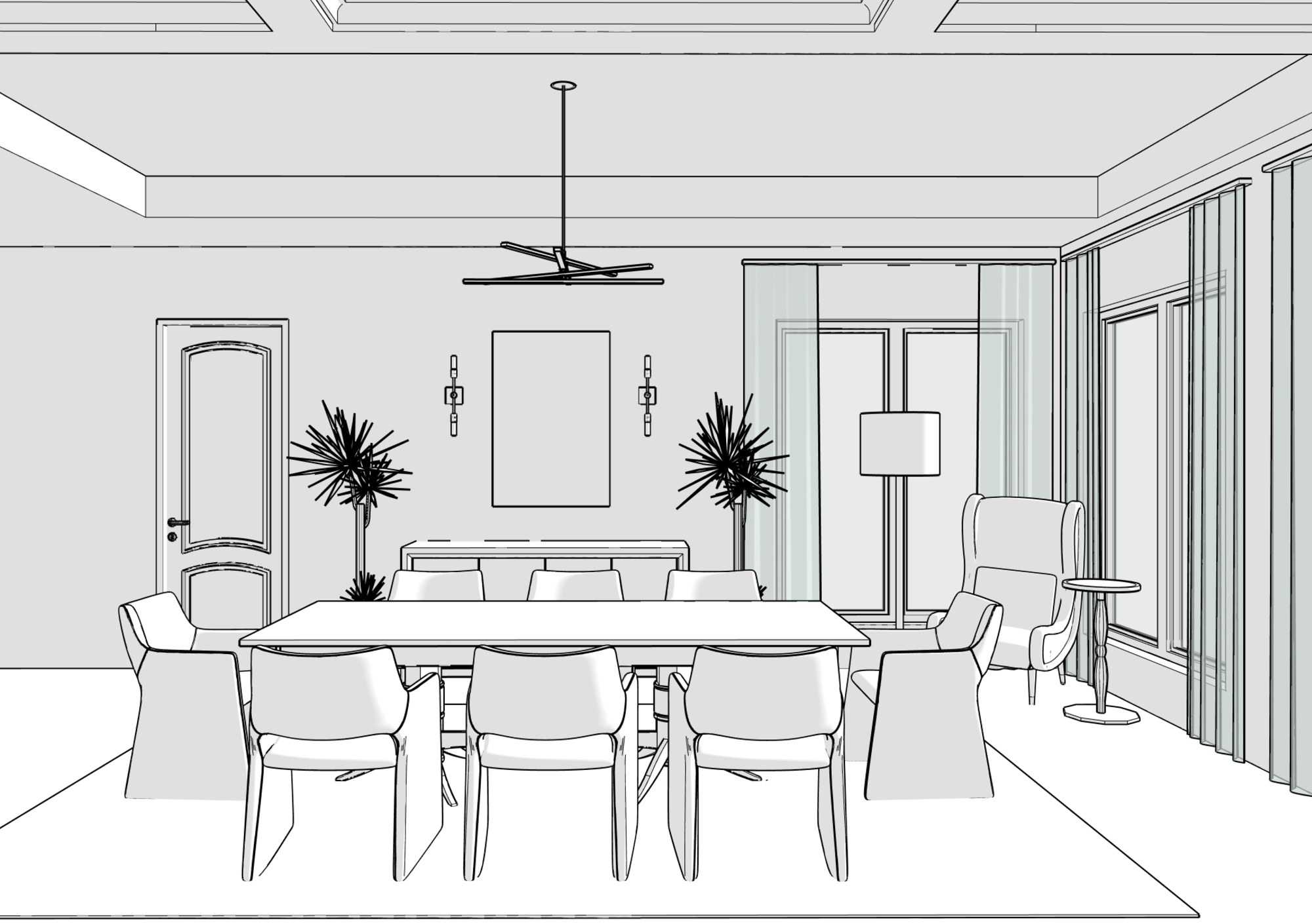 The same view in the SketchUp model