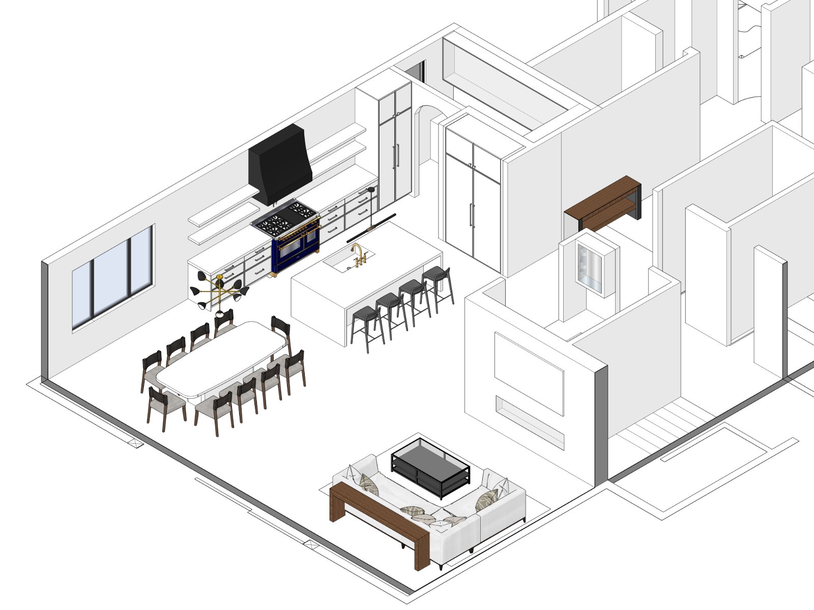 From exterior to interior: 3D model view 3