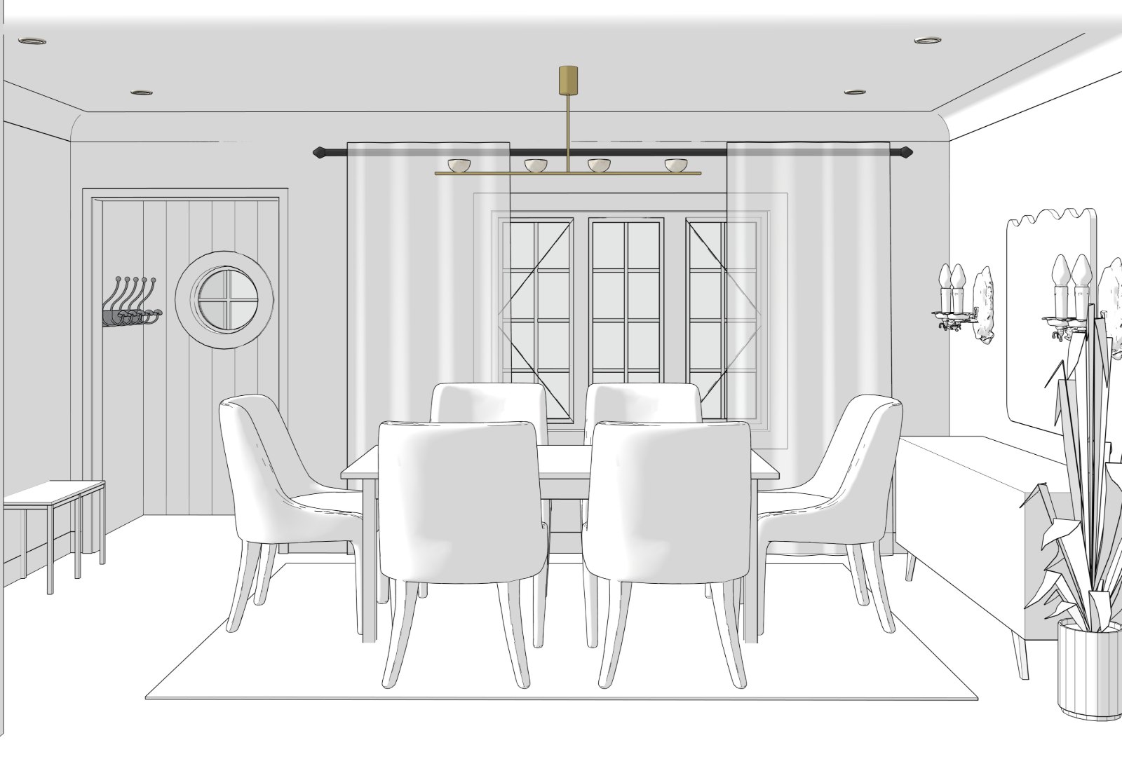 Four rooms for a client presentation: 3D model view 4
