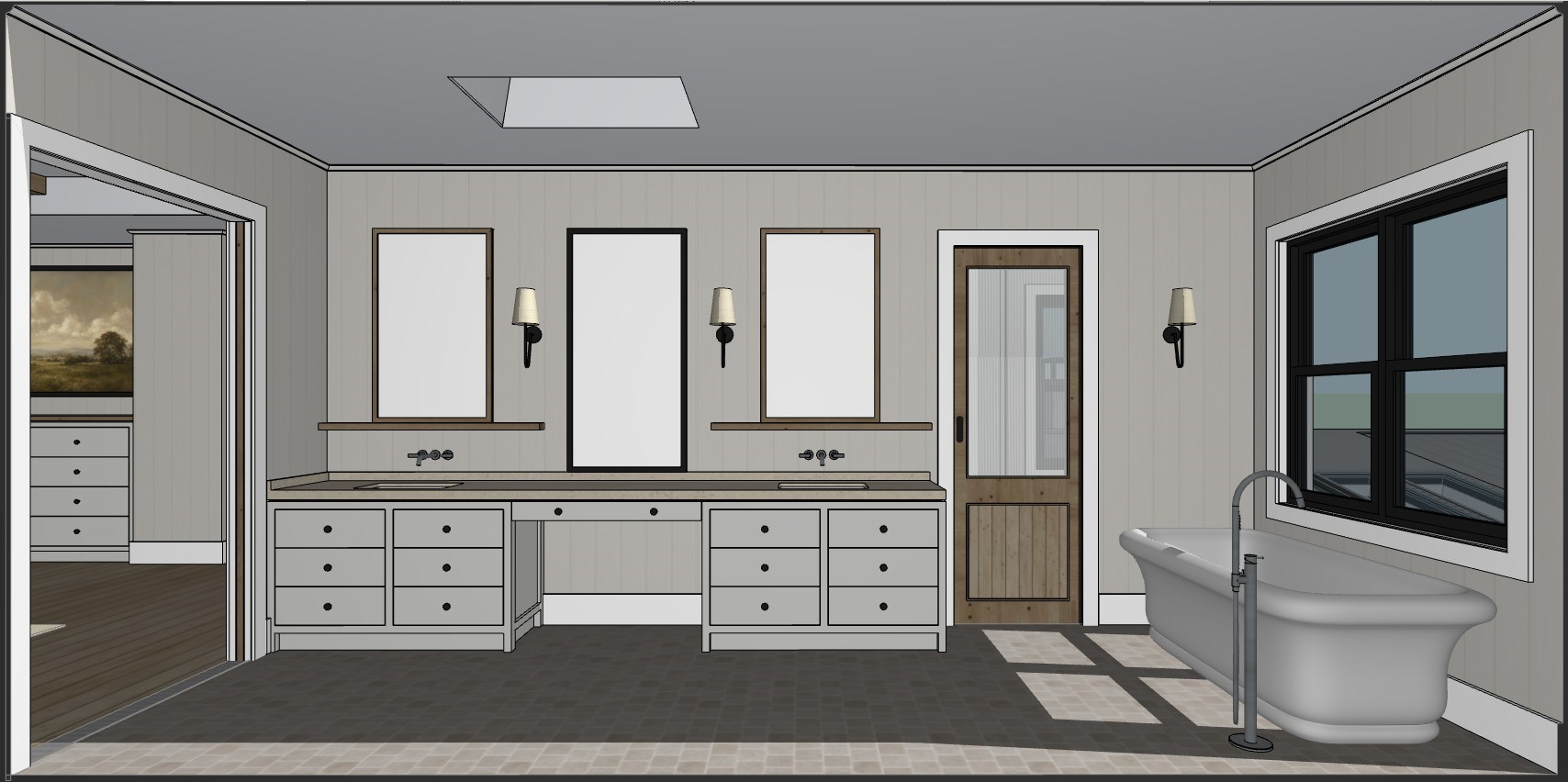 Upper floor of a family home: the designer’s 3D model view 2