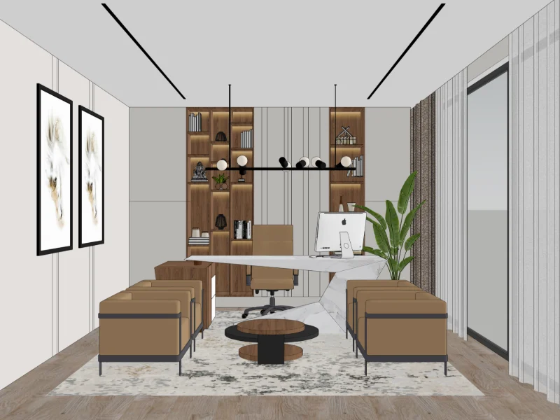 Home office · textured, view 1 in SketchUp