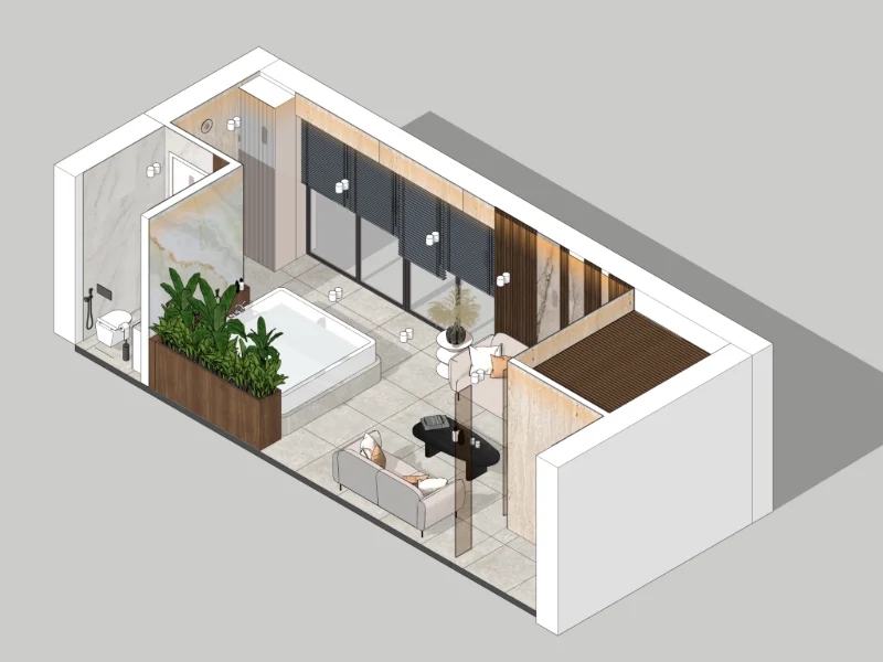 Spa · textured, view 1 in SketchUp