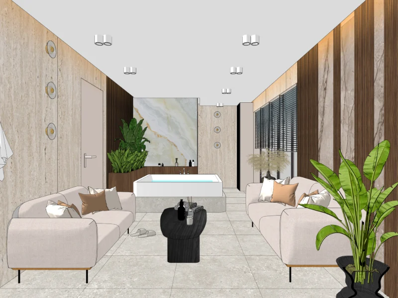 Spa · textured, view 2 in SketchUp